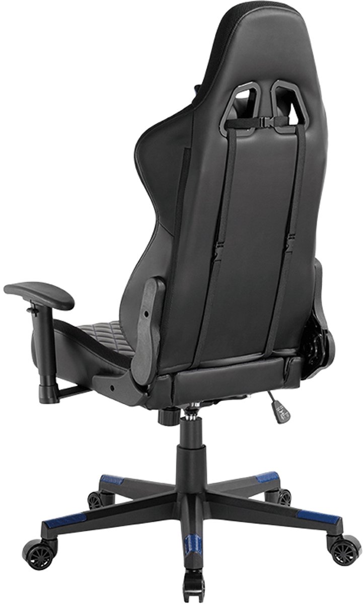 LogiLink gamingstoel met RGB-verlichting, hoofd- en lendensteun, zwart