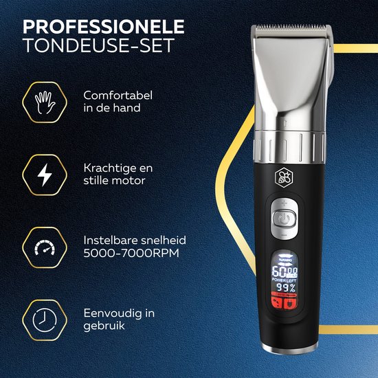 Professionele Draadloze Tondeuse - Beeperfect®- Tondeuse Mannen Hoofdhaar - Haartrimmer - Kapper Haar Machine - Haartondeuse - Trimmer Baard - Trimapparaat - Barber Hair Clipper - Kapper Trimmer