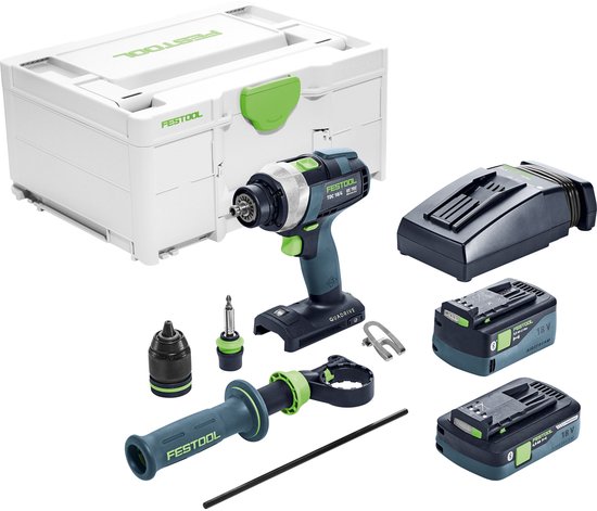 Festool TDC 18/4 5,0/4,0 I-Plus QUADRIVE Accu Schroefboormachine 18V 4.0/5.0Ah in Systainer - 577649