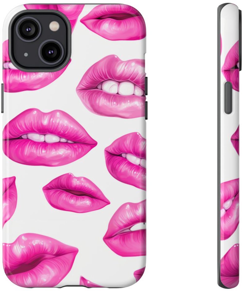 Opvallend Roze Lippenpatroon – Telefoonhoesje Geschikt voor iPhone 14 Plus
