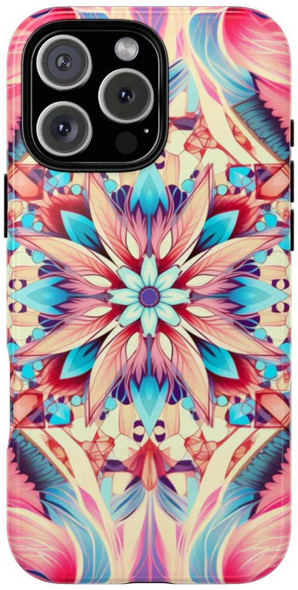Kleurrijk Mandala Bloemenpatroon – Telefoonhoesje Geschikt voor iPhone 16 Pro Max
