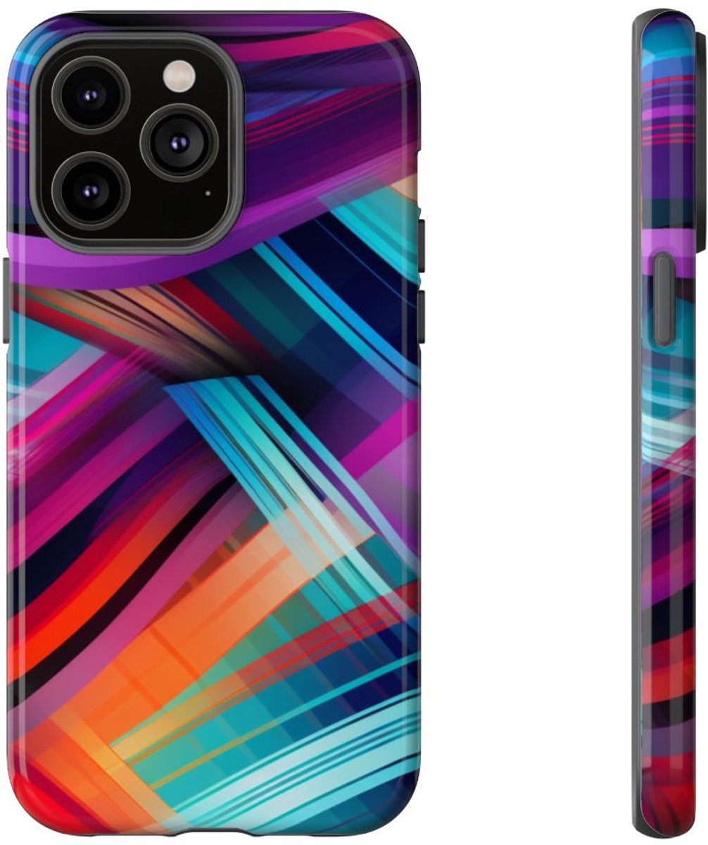Vrolijk Abstract Gekleurd Golfpatroon – Telefoonhoesje Geschikt voor iPhone 14 Pro Max