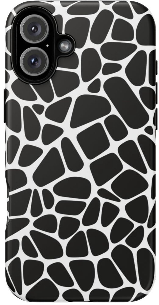 Zwart-Wit Abstract Geometrisch Patroon – Telefoonhoesje Geschikt voor iPhone 16 Plus