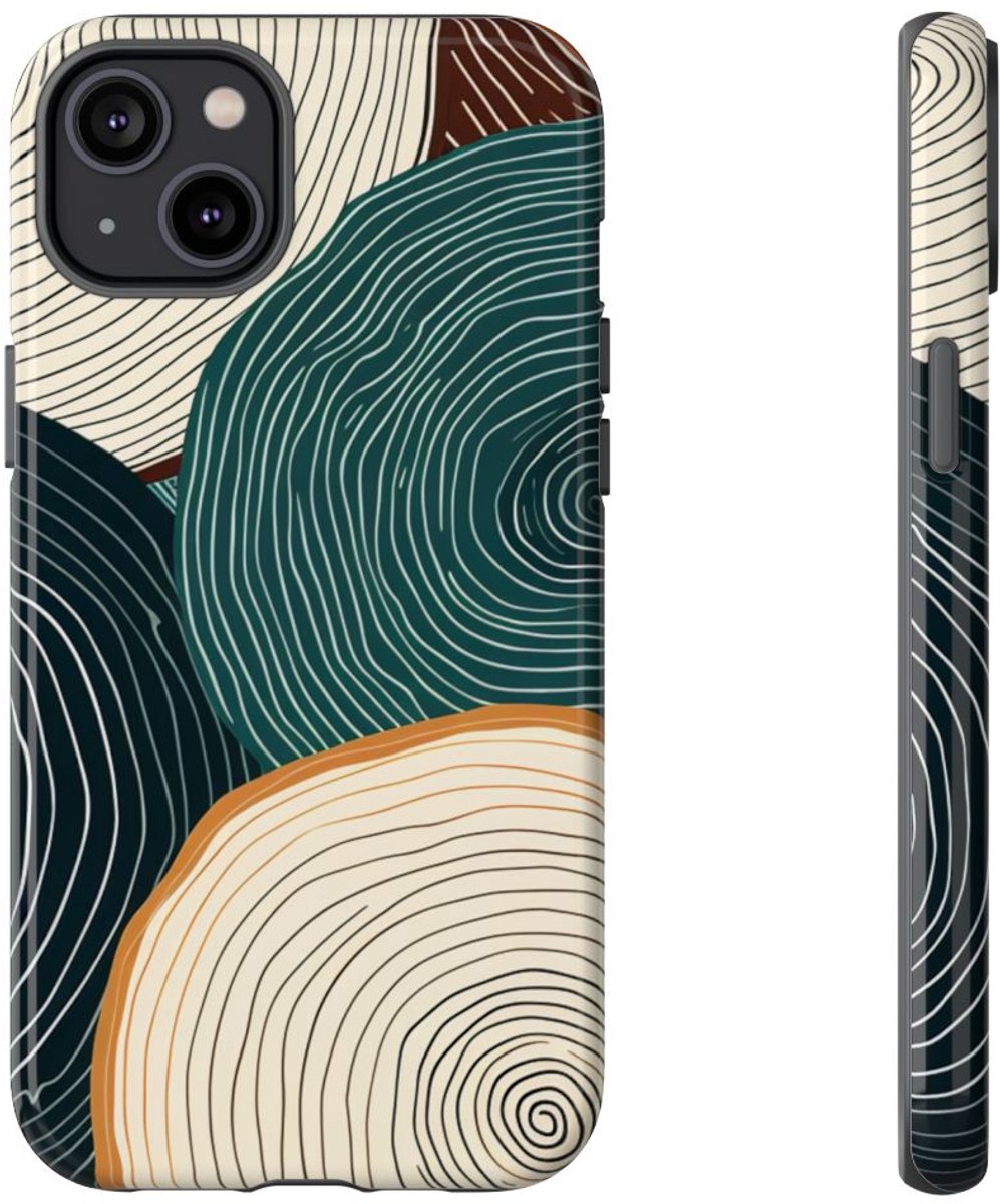 Boomringpatroon in Aardetinten – Telefoonhoesje Geschikt voor iPhone 14 Plus