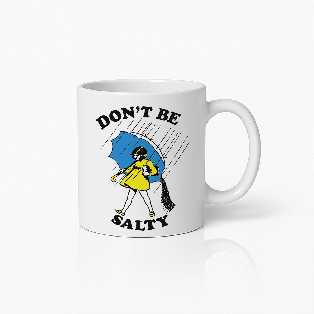 Grappige "Don't Be Salty" Koffiemok met Retro Meisje en Paraplu Ontwerp