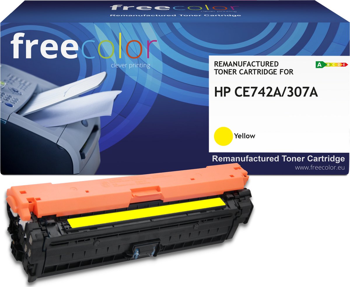 Freecolor - Vervangt HP 307A (CE742A) Toner - Geel - 7.300 pagina's - Compatible