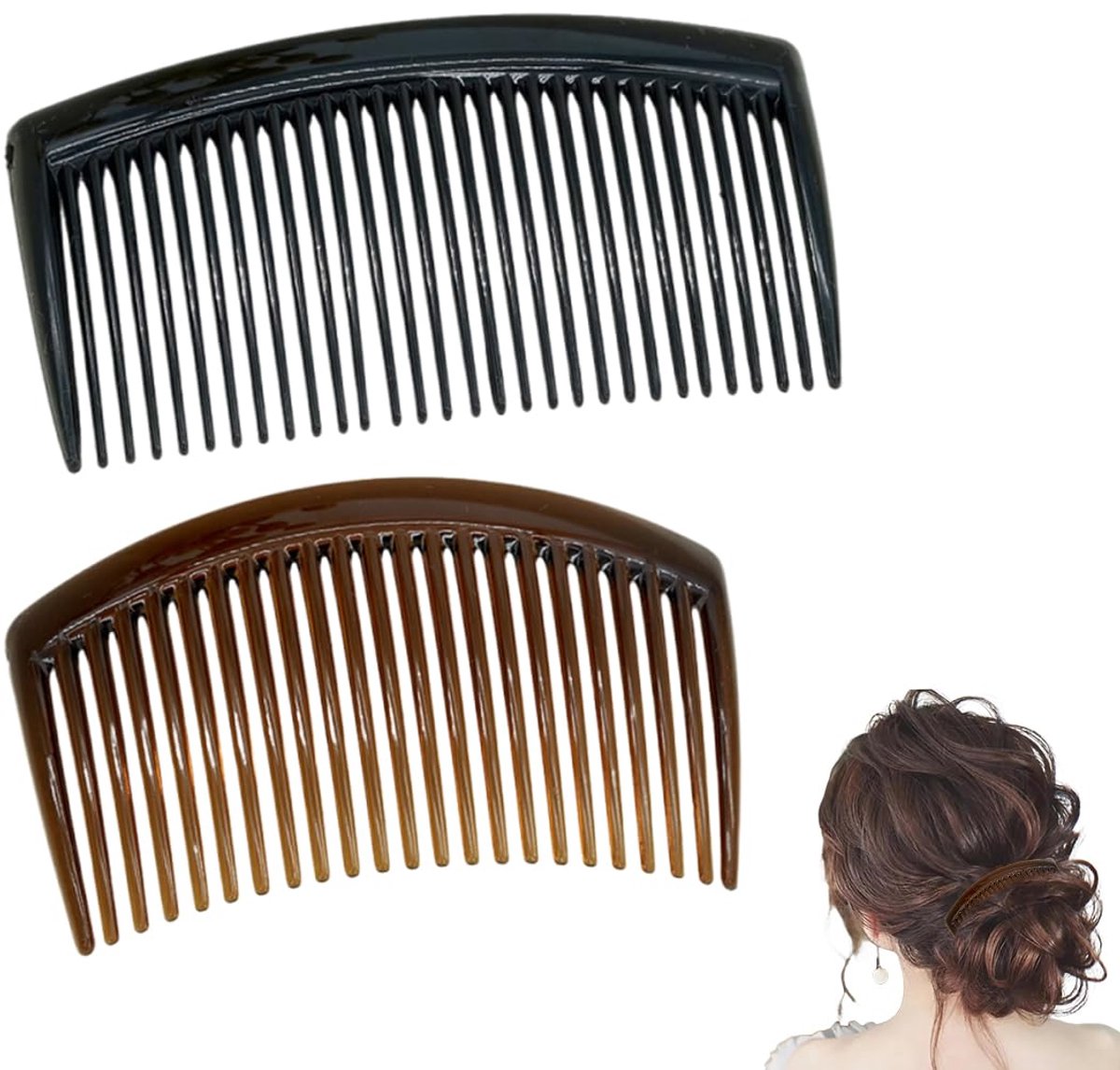 2 x Ponytail Combs - Zwart en Bruin - Voor Diverse Meisjeshaarstyles