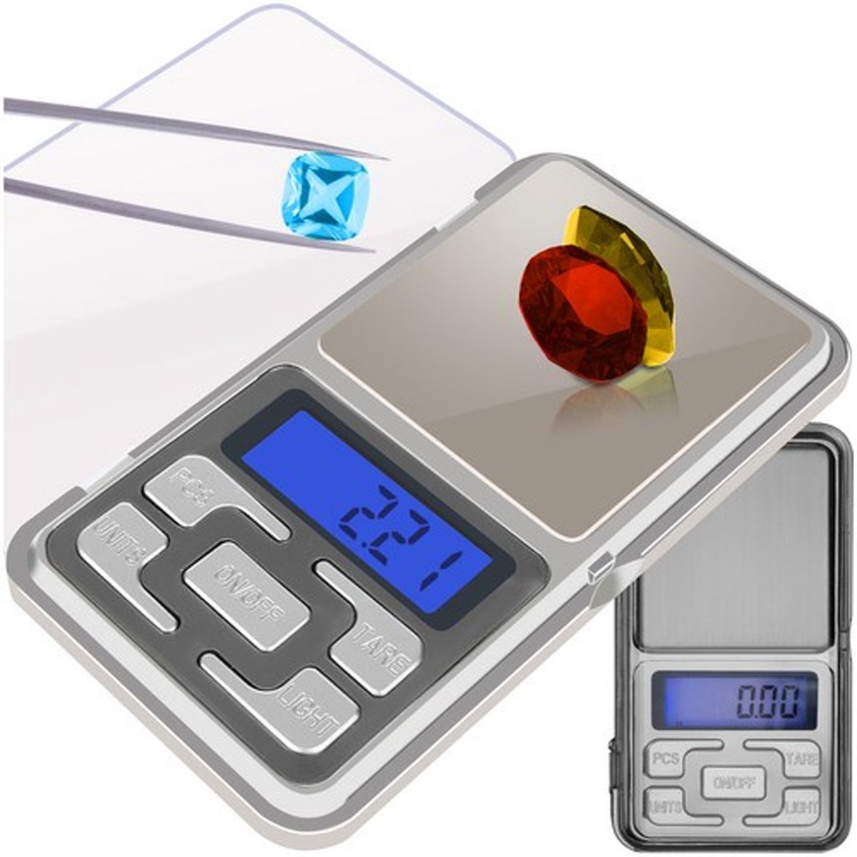 Ruhhy Precisie weegschaal - 0,1-500 gram - zilver - compact - nauwkeurig - inclusief batterijen