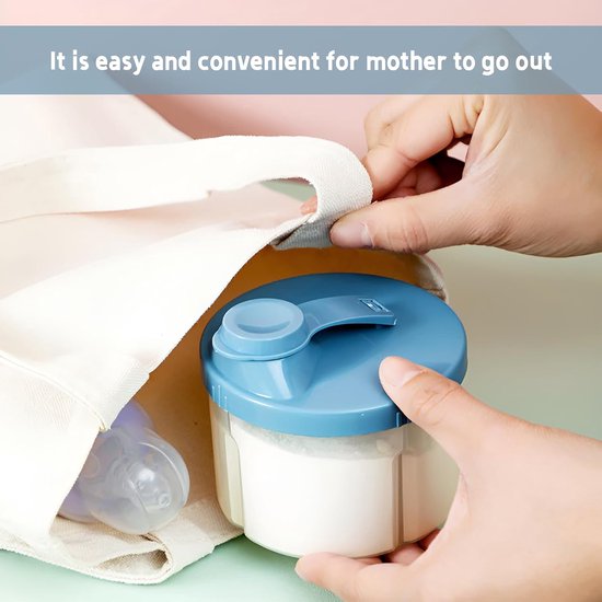 2-pack babyvoeding dispenser - Draagbare opbergdoos met roterende dispenser - Reisformaat melkpoeder dispenser met compartimenten - Roze/Wit — afbeelding 3