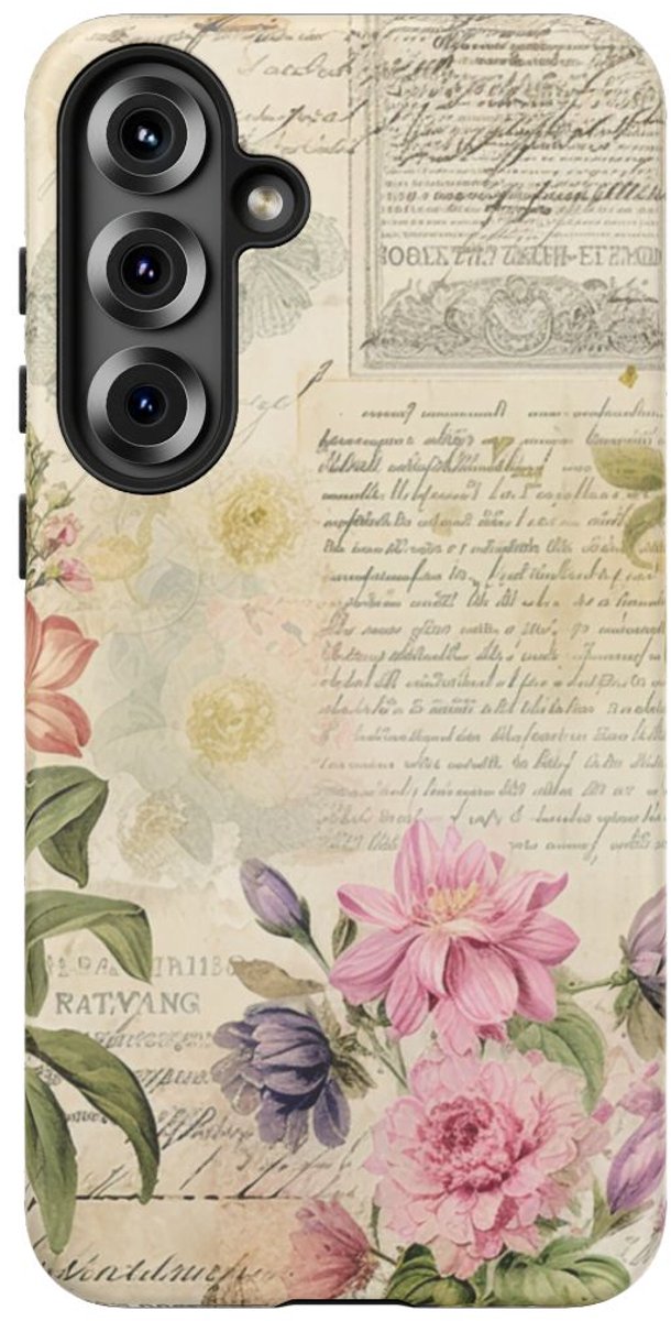Vintage Bloemen Collage – Telefoonhoesje Geschikt voor Samsung Galaxy S25 Plus