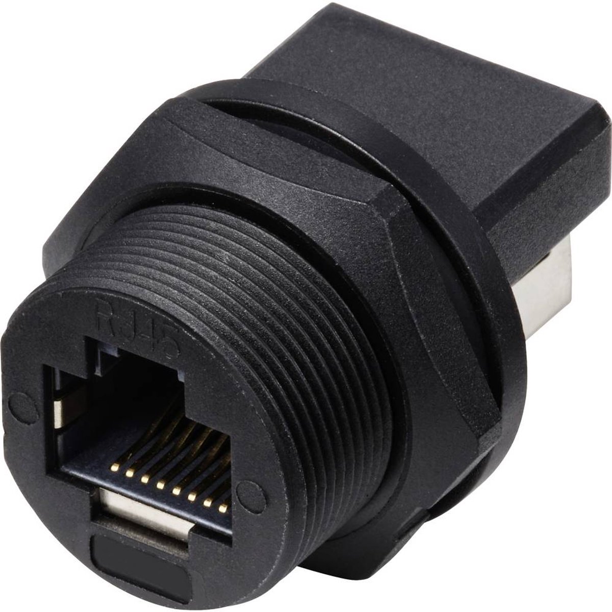 TRU COMPONENTS TC-E13T-FR6-PRF-180 RJ45-bus naar bus (180°), aan de achterkant gemonteerde bus IP67 (met schroefdraad)