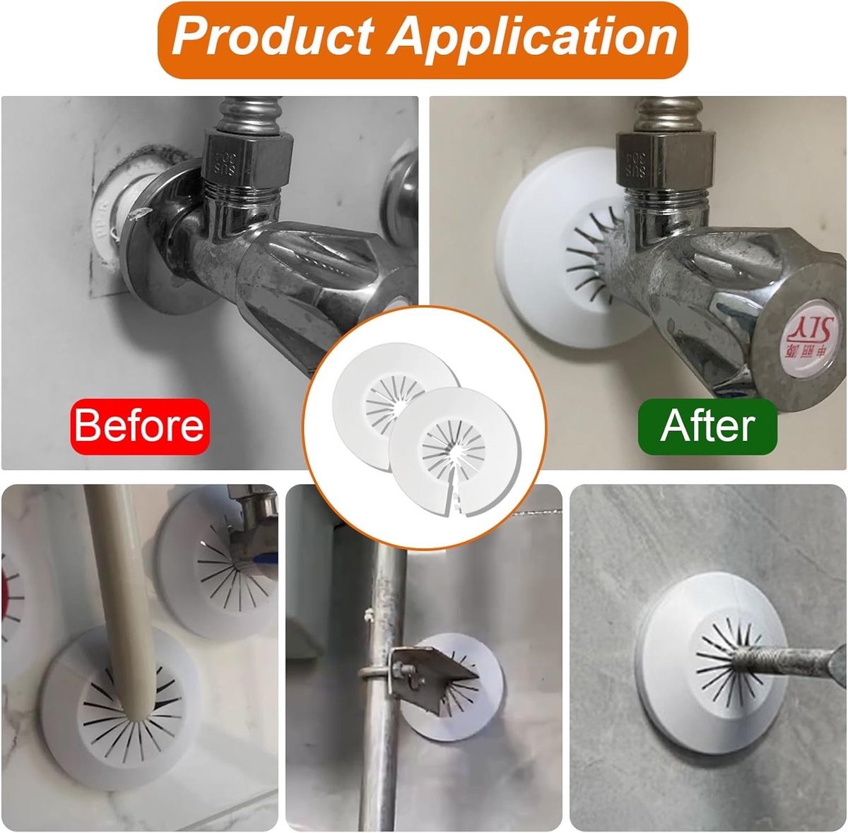 XGNG 4Pcs Pijp Cover Decoratie Wit 30Mm 55Mm PVC Plastic Rozet Waterpijp Afvoer Lijn Cover Voor Keukenkraan Accessoires Muur Gat Duct Cover