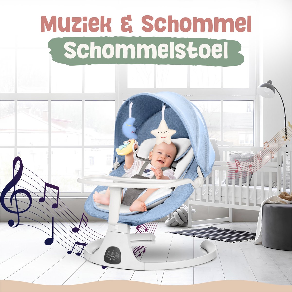 Elovia Elektrische Wipstoel - Muziek en Swing Opties - Blauw thumbnail 2