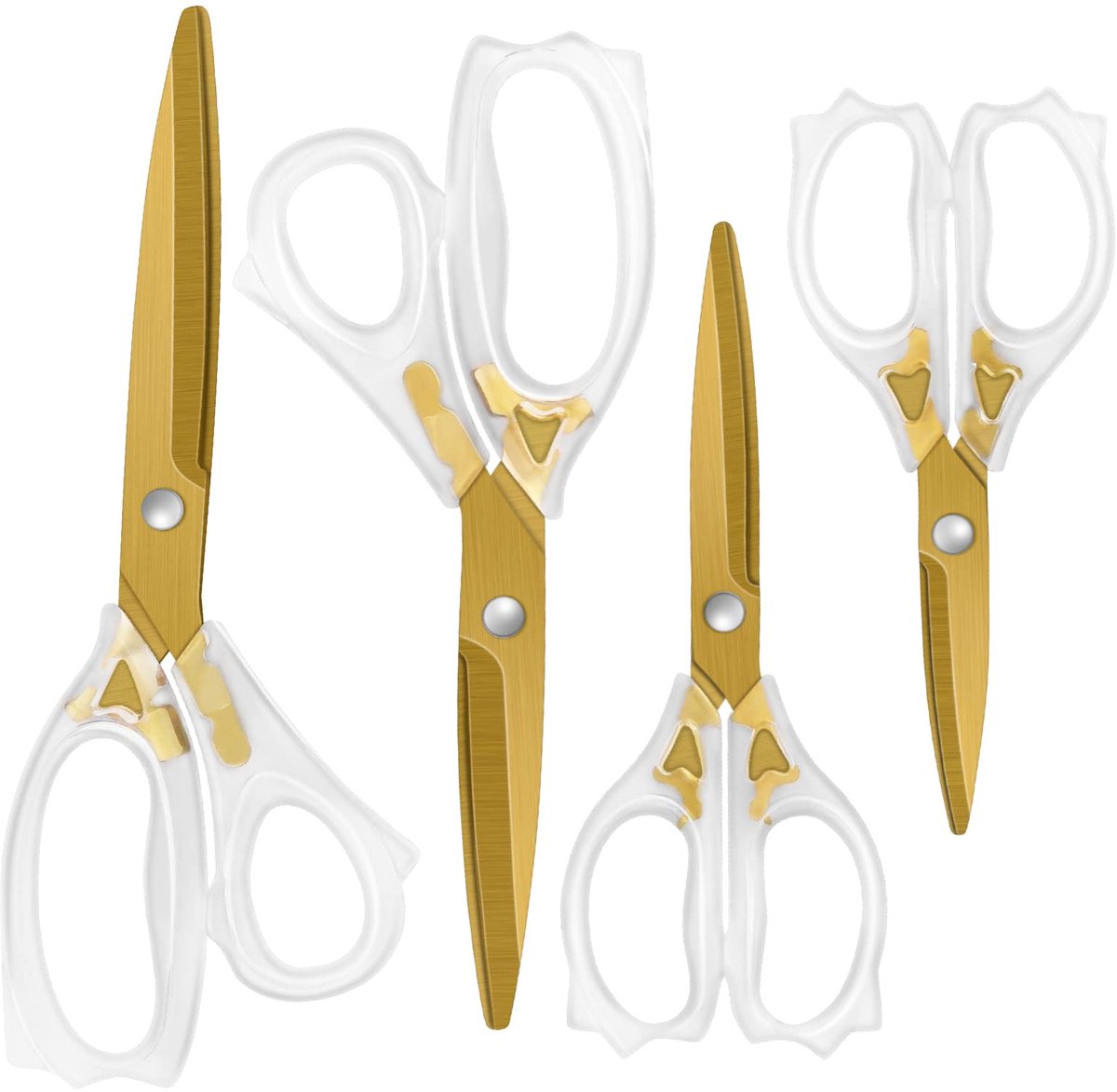 Goodivery® Set van vier moderne scharen met titanium messen voor diverse toepassingen