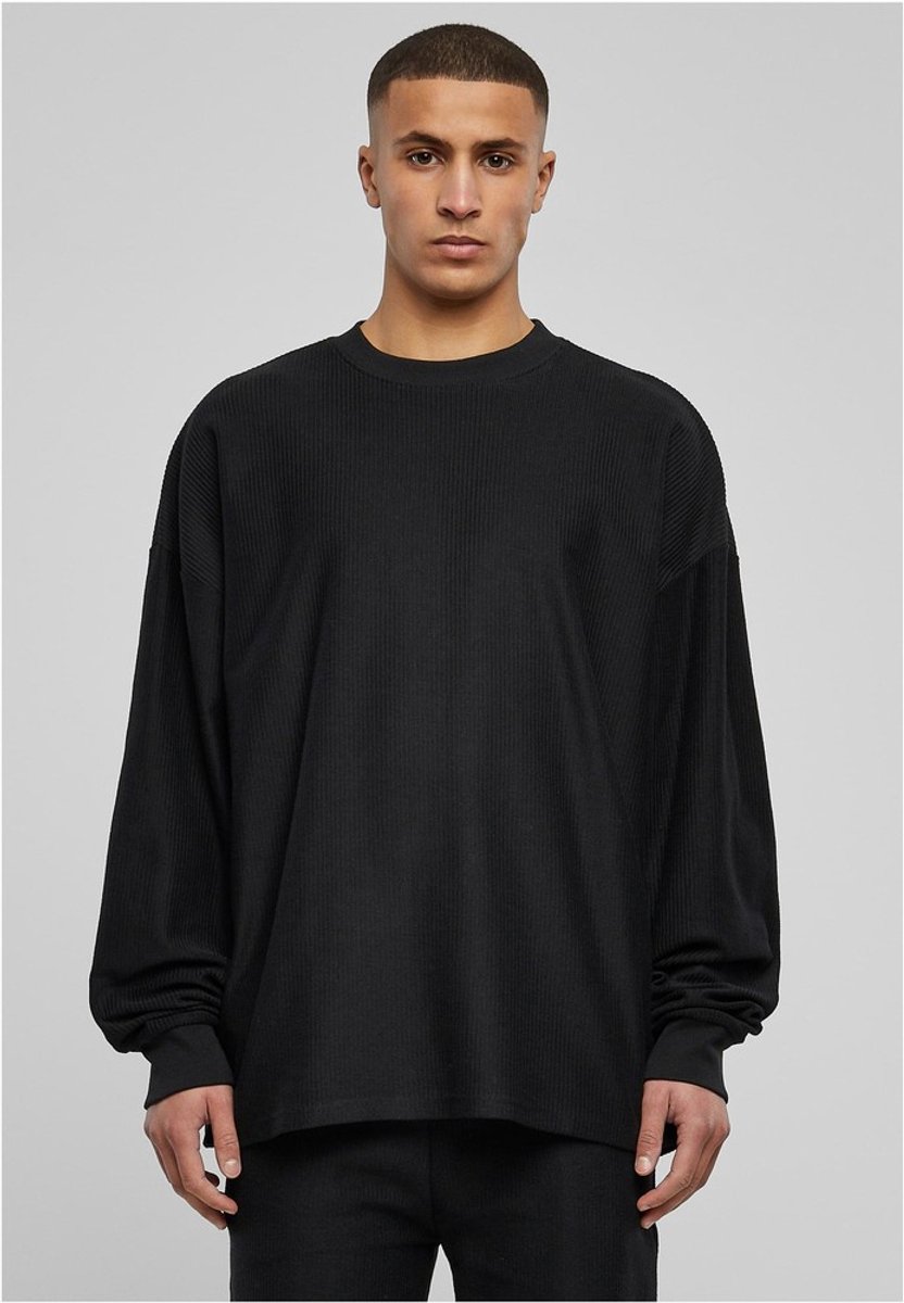 Urban Classics Rib Terry Boxy Crewneck sweater/trui M Zwart