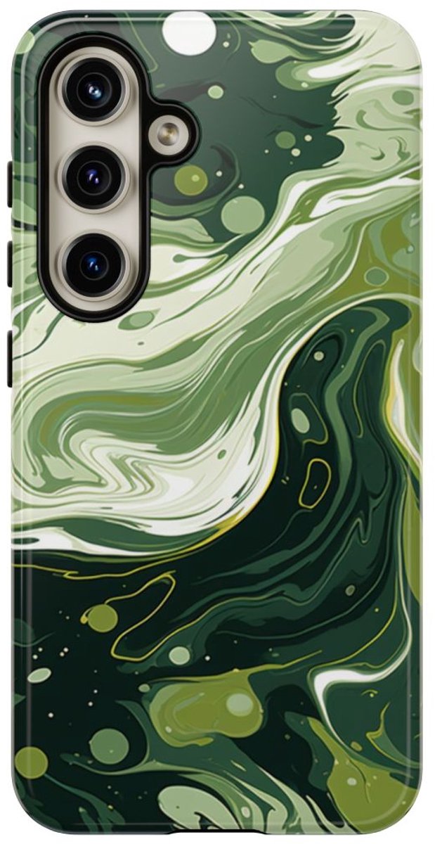 Groene Suminagashi Marmer Abstract – Telefoonhoesje Geschikt voor Samsung Galaxy S24