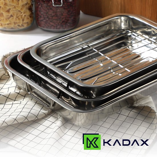 KADAX - Braadpan - Zilver - Roestvrij Staal - 30 x 22 x 6 cm - Met KADAX - Braadpan - Zilver - Roestvrij Staal - 30 x 22 x 6 cm - Met