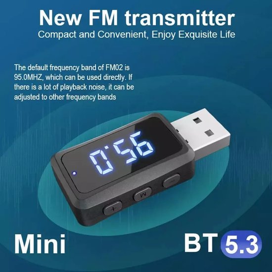 Auto Bluetooth 5.3 audio-ontvanger/zender USB-adapter met LED-display van ALESIGHT — afbeelding 4