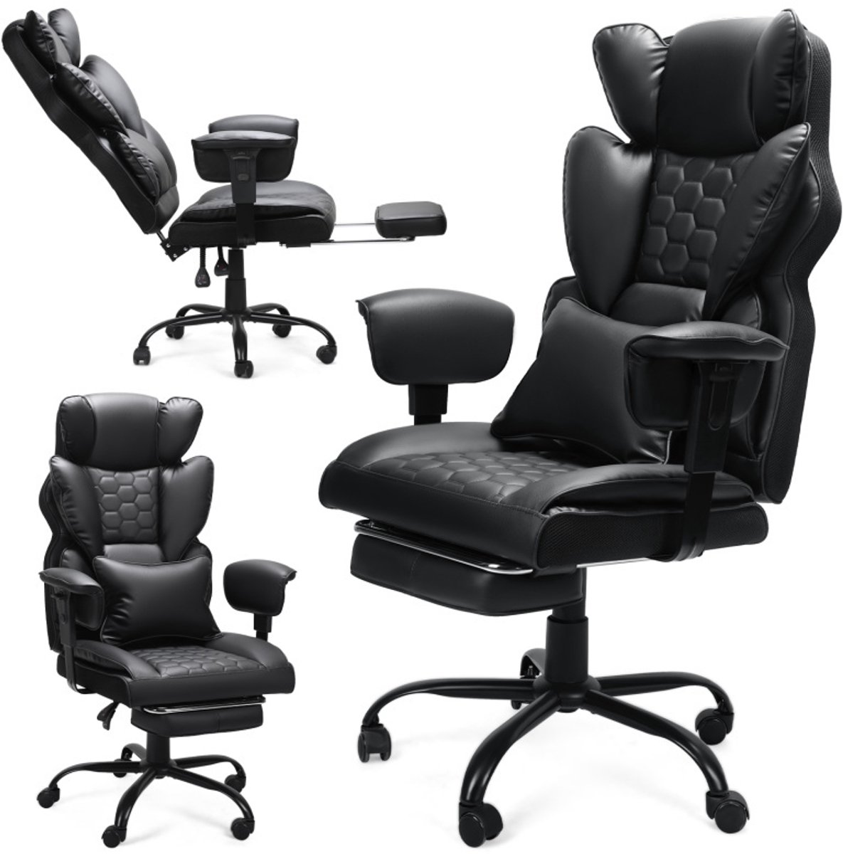 Ergonomische Gamingstoel met Verstelbaar Rugkussen - Zwart - ​​Ergonomische - €108,99