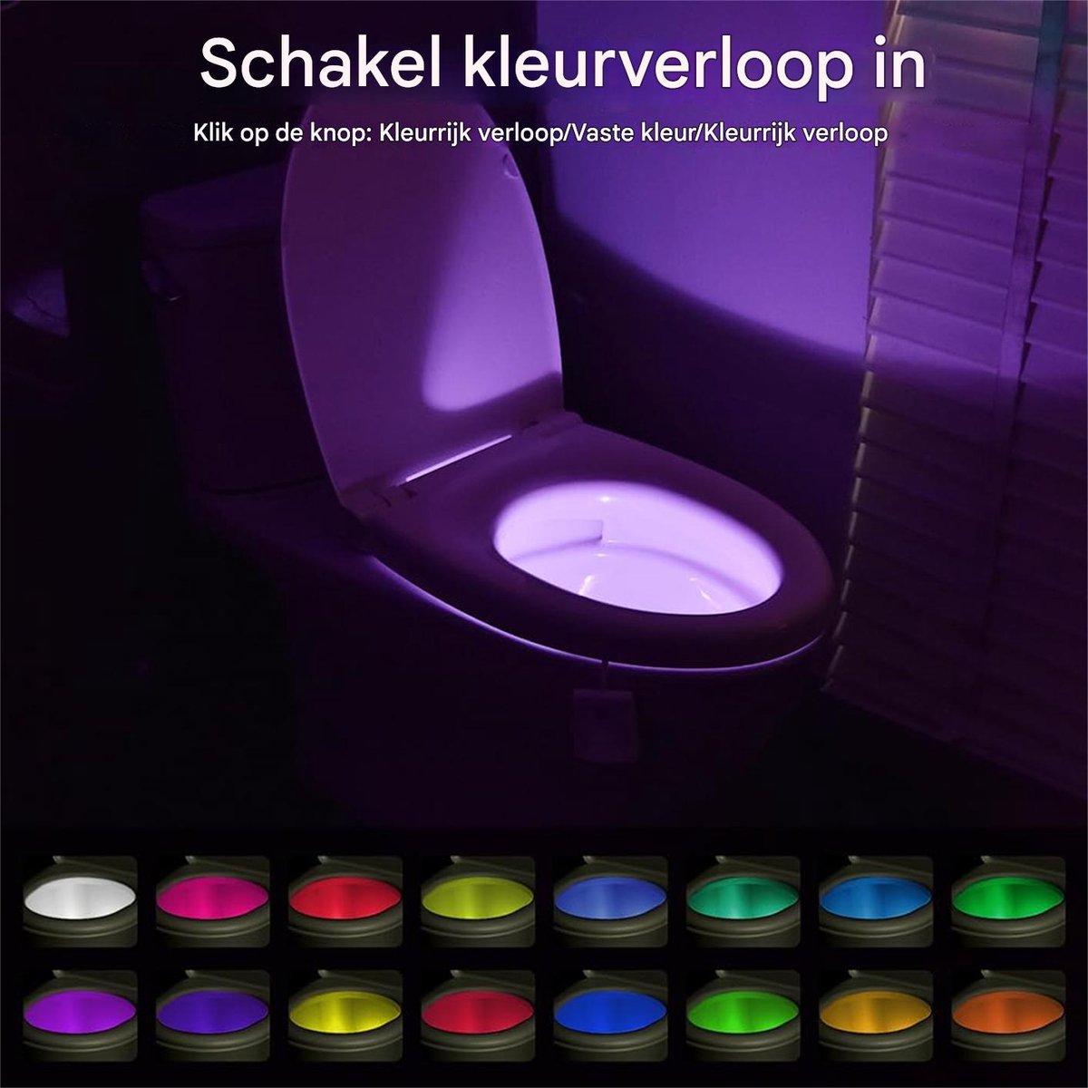 Ynkkvre-Toilet Nachtlampje met Bewegingssensor – WC Lamp met 16 Kleuren LED en Projector – Toiletverlichting, Grappig en Praktisch Cadeau – foto 6