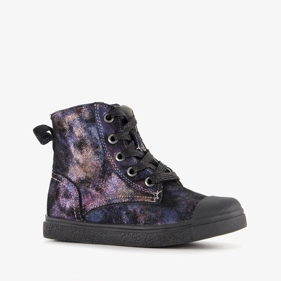 Bottes à lacets en cuir pour fille Step violet noir - Pointure 30 - Semelle amovible