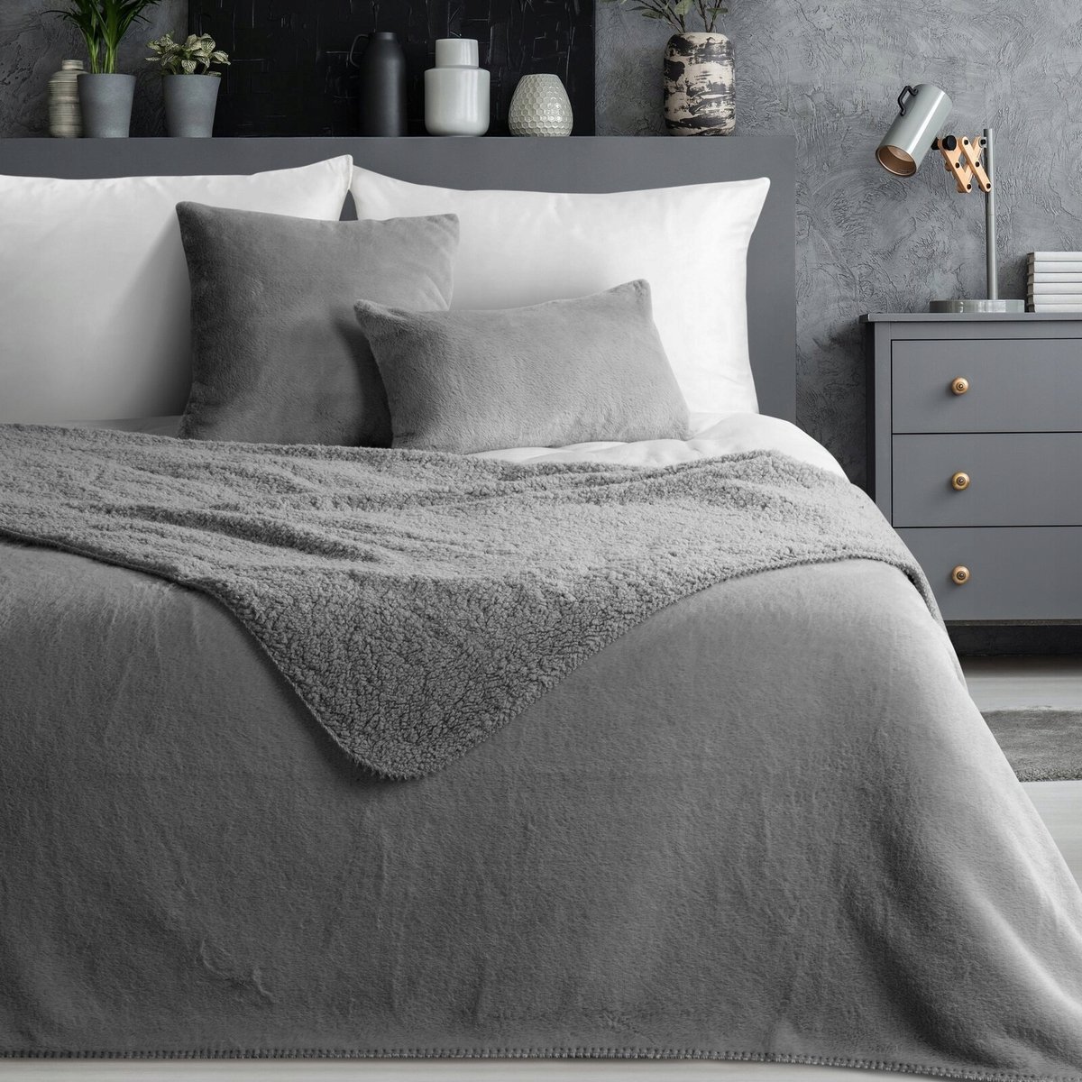 NINA Plaid Bedspread 170x210 cm Zilver - Zachte Dekens voor Bank & Bed