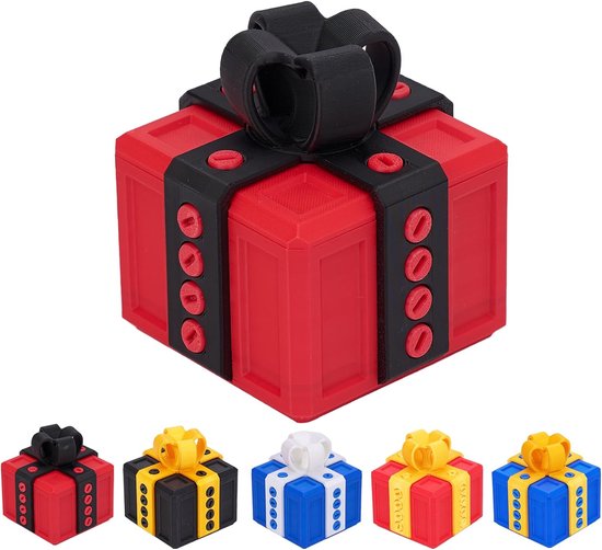 Boîte cadeau agaçante avec vis - Casse-tête à démonter - Farce surprise - Cadeau de Noël drôle - Porte-cartes hilarant - Boîte fantaisie - 1 pièce - Rouge (8 cm * 8 cm)