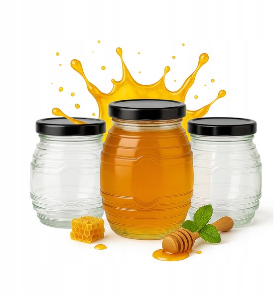 5x Pots en Verre 'Bijenkorf' 100 ml - Miel, Jam, Herbes
