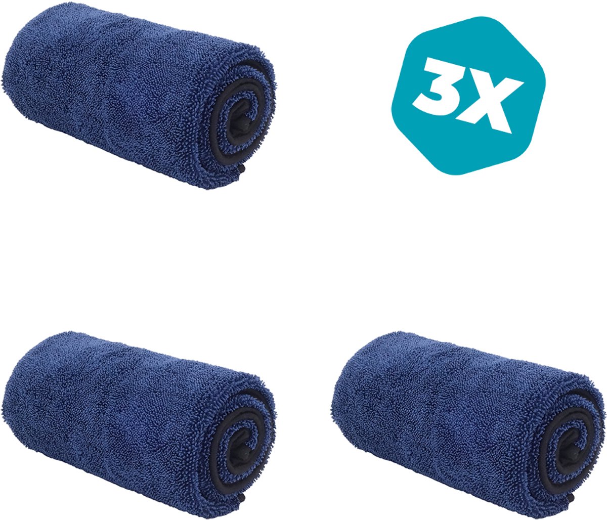 3 × Droogdoek 600 gsm - Auto/Motor/Fiets wassen - 90x60 cm