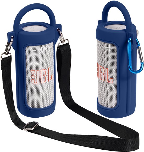 Beschermhoes geschikt voor JBL Grip Bluetooth Speaker - Met Draaghendel, Draagriem en Karabijnhaak - Meerdere Kleuren - Navy Blauw - Schokbestendig - Krasbestendig - Siliconen - Hoesje - Case - Bescherming — afbeelding 2