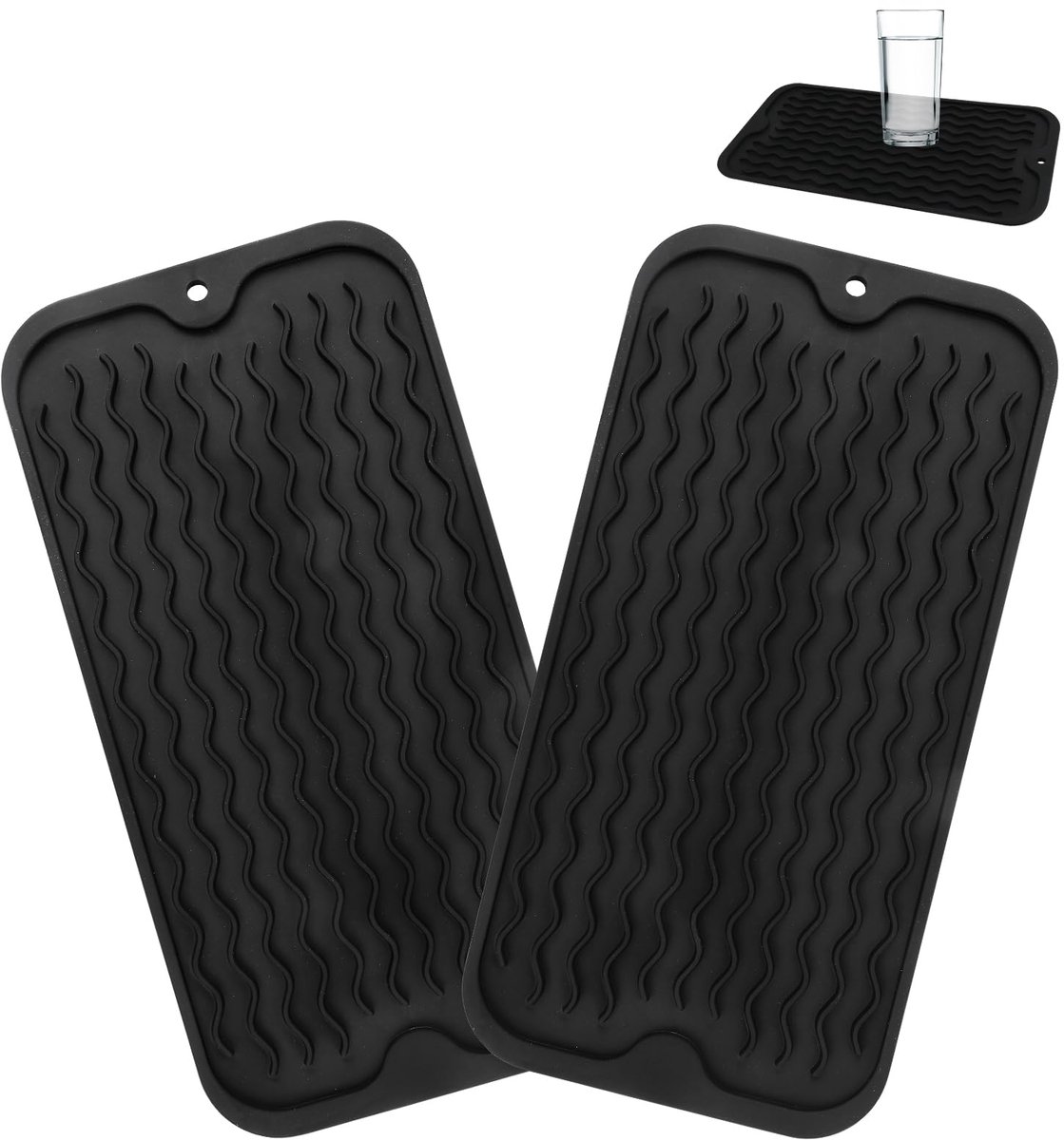 Unyqoos® Set van twee antislip siliconen afdruipmatten voor keukengebruik
