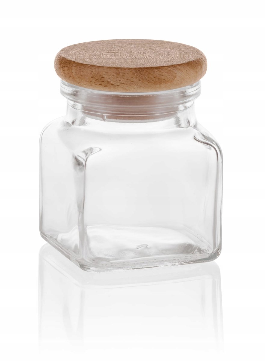 Glazen Kruidenpotjes 120ml met Houten Dop - Set van 1