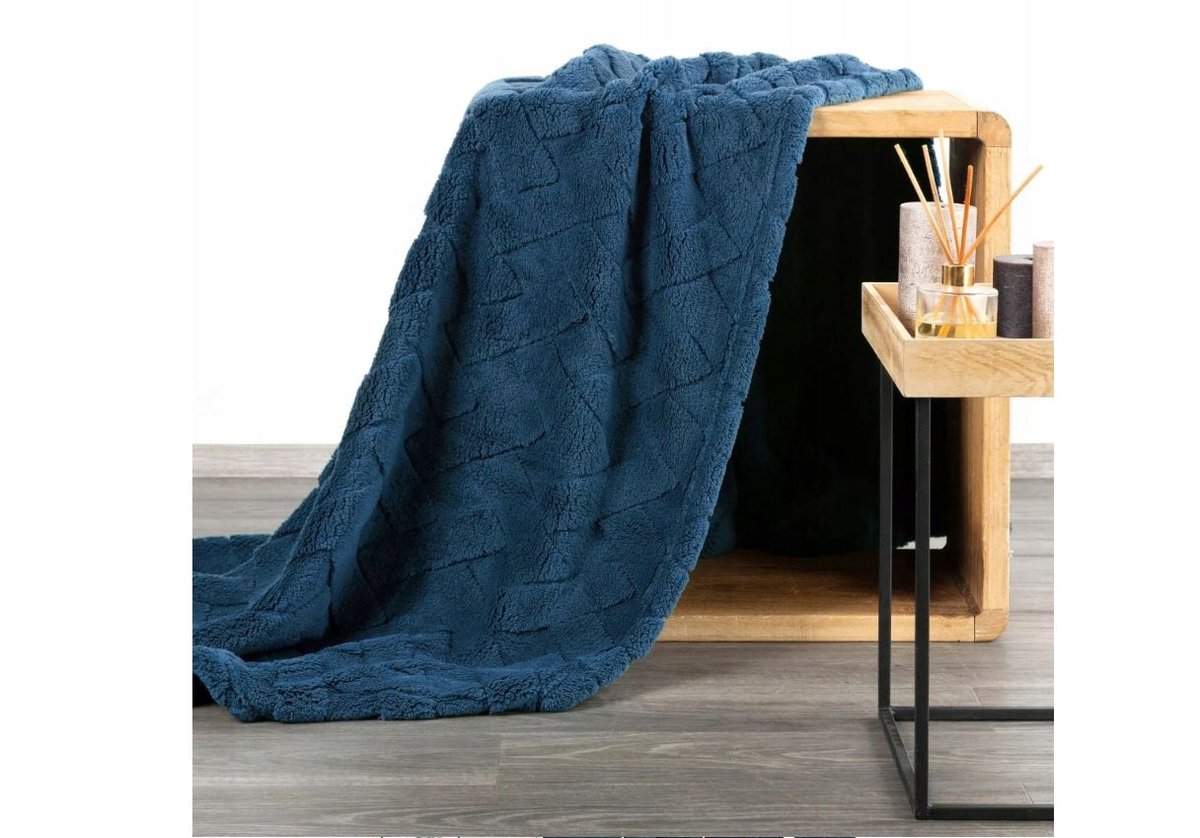 Dikke Caro Deken met Reliëfpatroon - Marineblauw 200x220 cm