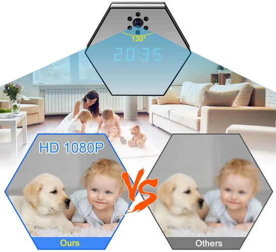 Draadloze binnenhuiscamera met HD nachtzicht - wifi beveiligingscamera voor mobiel, extern netwerk, live bewaking, baby- en huisdiermonitoring van Merkloos — afbeelding 3