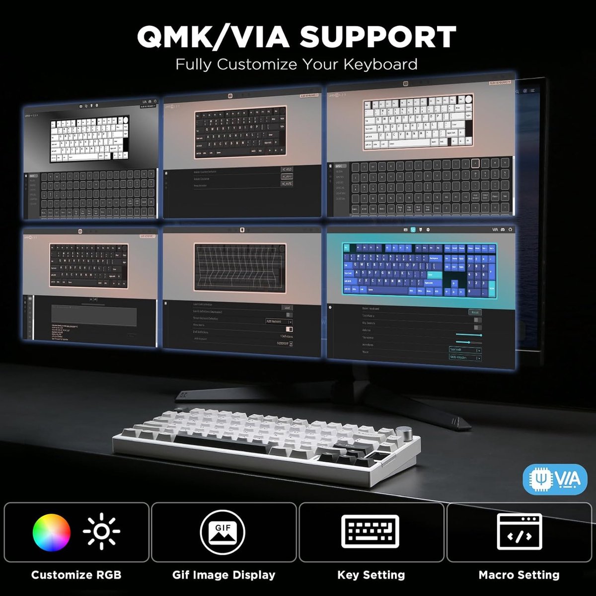 Yunzii AL80 - Zilver - Aluminium Mechanisch Draadloos Toetsenbord - 75% - Qwerty - Gaming Keyboard - RGB Lichten - Cacao Cream V2 Switch thumbnail 5