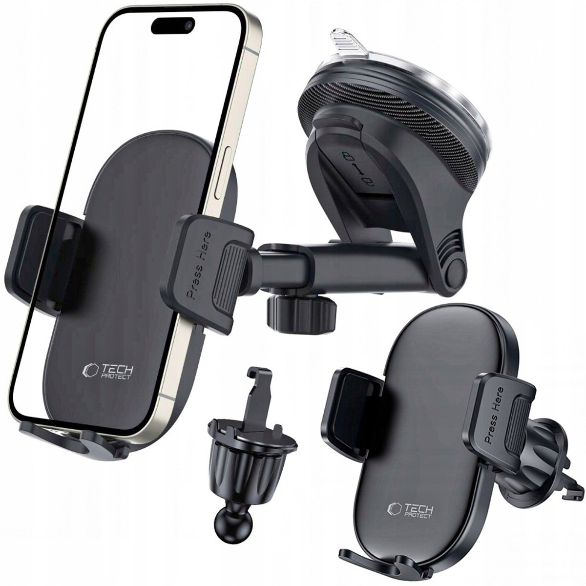 Universele Autohouder Telefoon - Dashboard, Vent, Ruit - Zwart