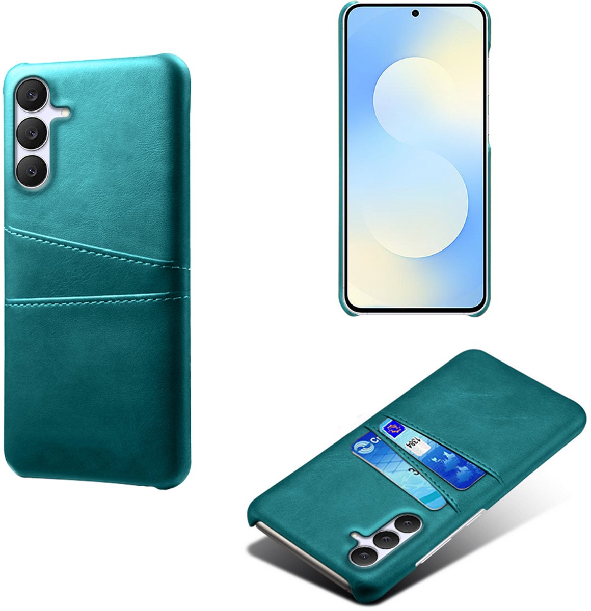 Backcover met Opbergvakjes + Screenprotector voor Galaxy S25 FE _ Groen