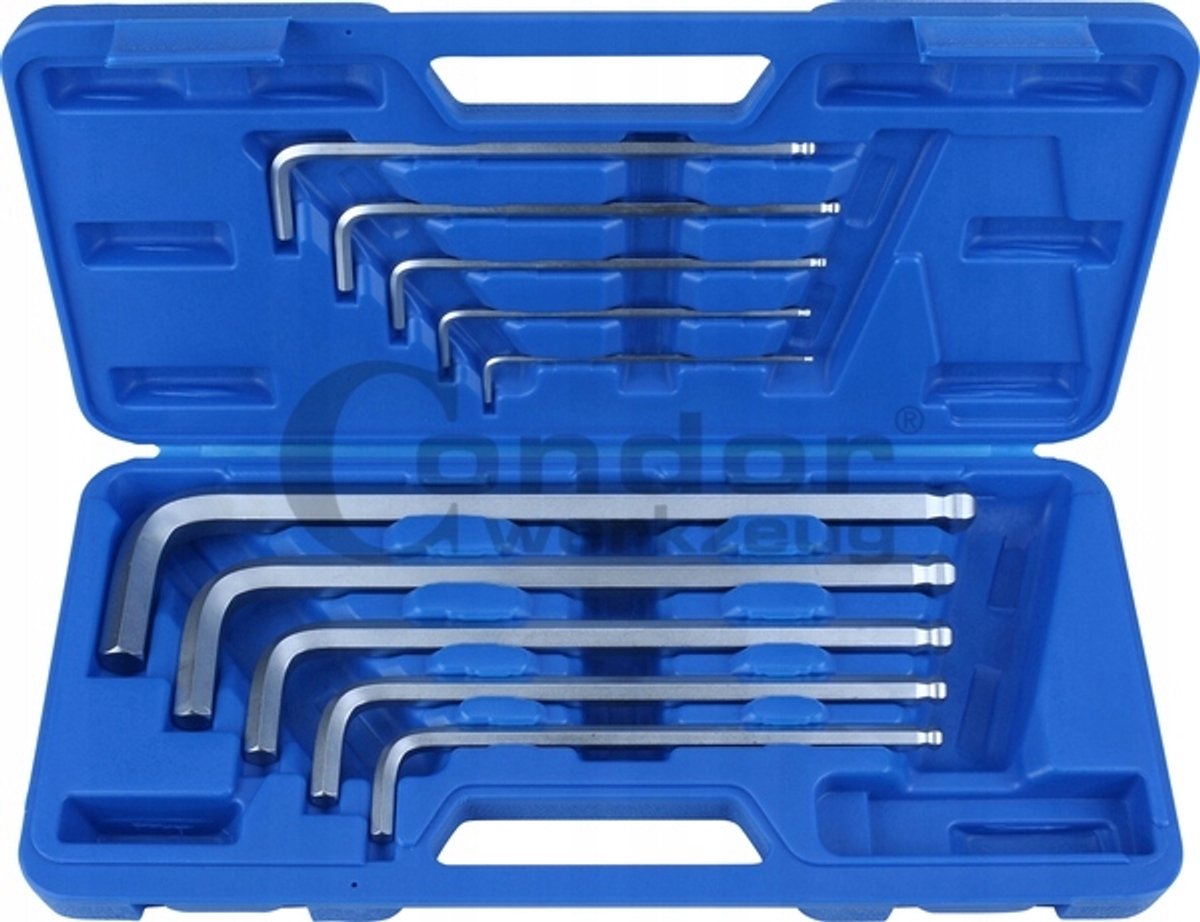 Extra lange inbussleutelset 3-17 mm met conusbeker - 10 onderdelen