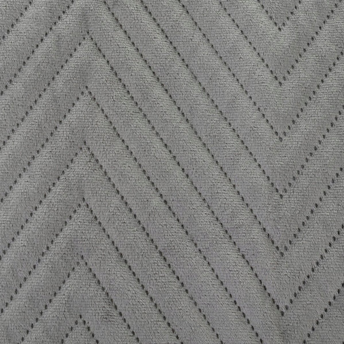Luxe Grijze Welur Sprei 170x210cm - Gestikt Visgraat Patroon