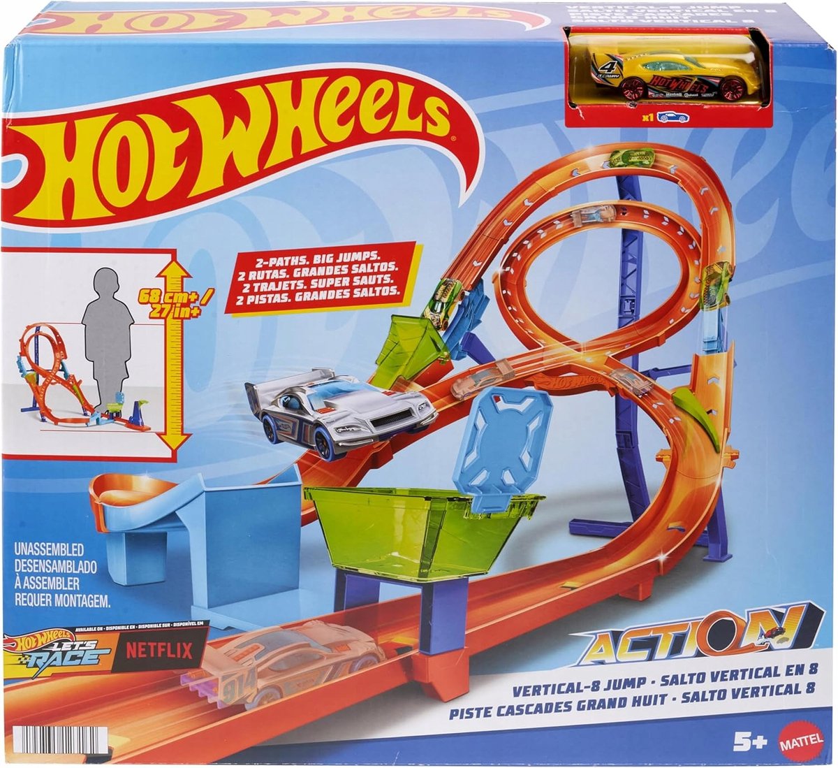 Hot Wheels Verticale Achtbaan Racebaan met 1 Auto