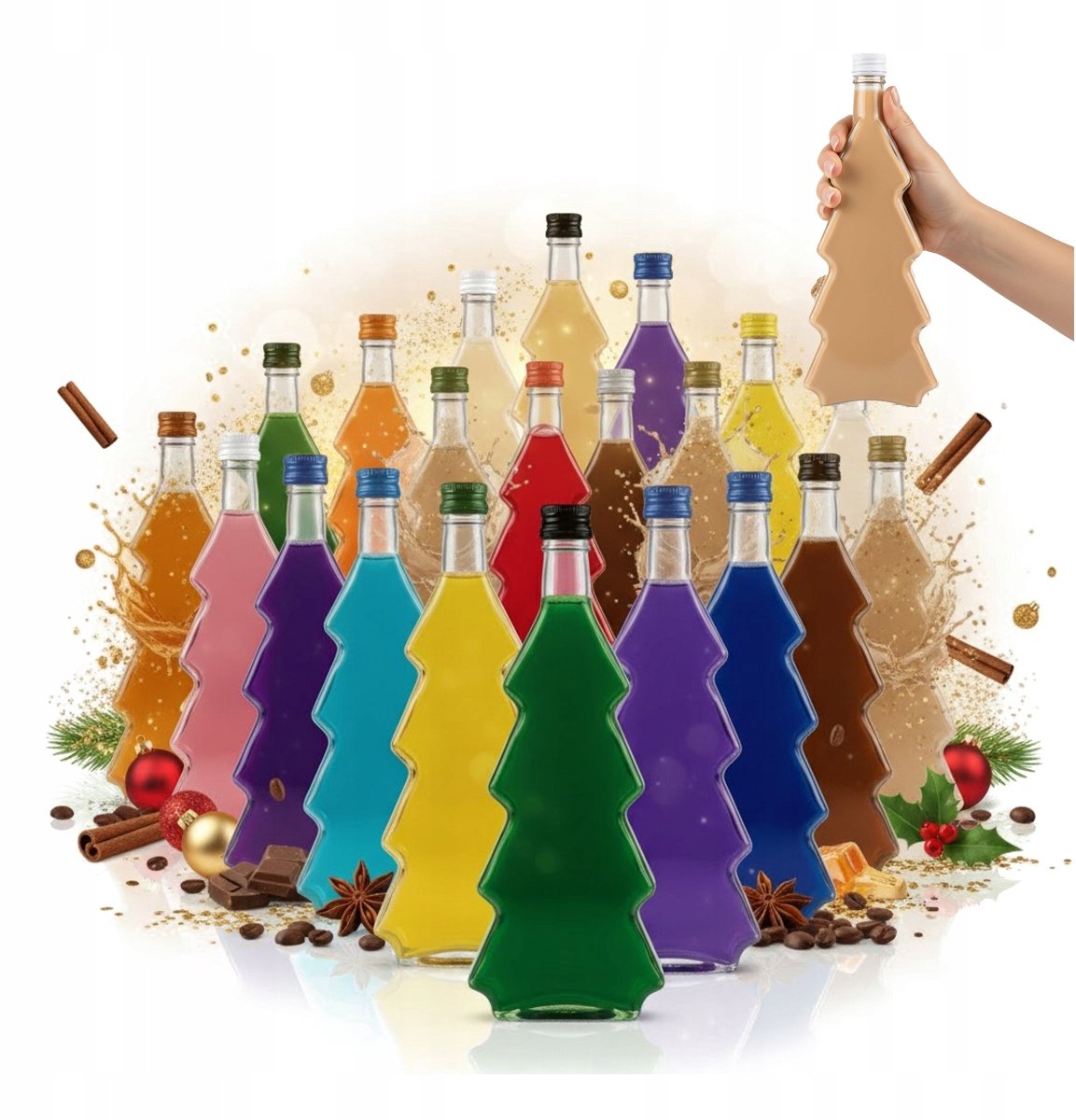 20x Kerstboom Glazen Flesjes 500ml - Uniek Cadeau & Decoratie