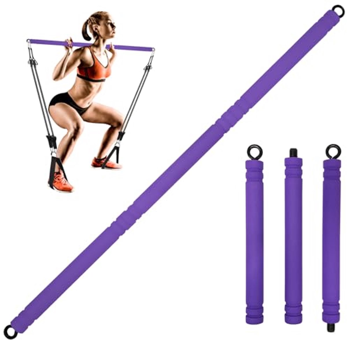 Weerstandsbanden en Draagbare Pilatesbar voor Thuis Fitness - Krachttraining en Yoga Apparatuur