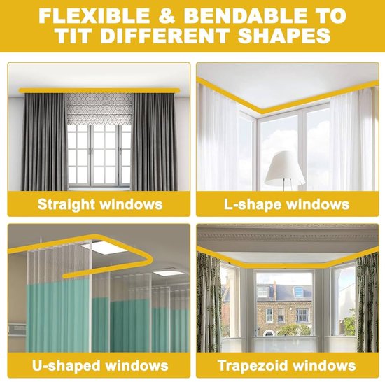 5 meter flexibele plafond-gordijnrail, gebogen gordijnrail