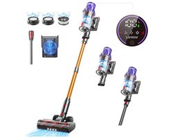 Milova Steelstofzuiger - Draadloos - Steelstofzuigers - Stofzuiger - Zonder zak op accu - Geel en blauw - 500W - LED display