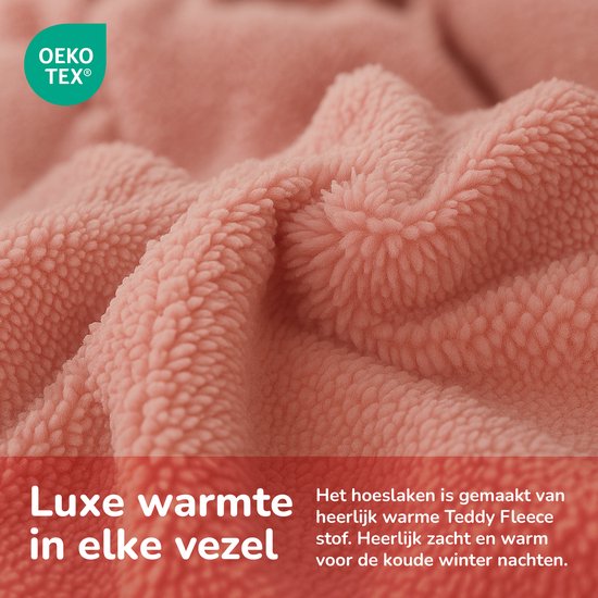 Hoeslaken polaire Decoware® Teddy - Rose - 180 x 200 cm - Extra chaud et doux - Pour Matelas jusqu'à 30 cm