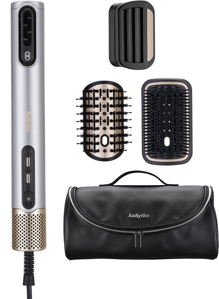 BaByliss 4-in-1 Wet to Dry Air Wand AS6555E Föhn - Drogen / Stylen / Gladmaken / Volume - Limited Edition - High Speed Digitale Haardroger (123km/h) - 3 opzetstukken voor elke look - Verbergt losse haren - Föhnborstel - BaByliss - €149,90