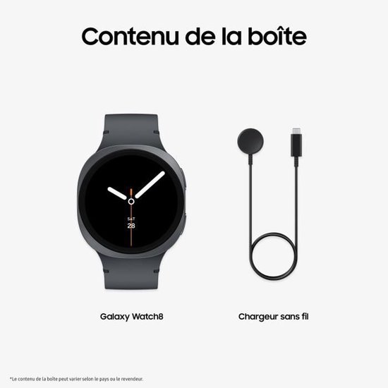 Donkergrijze smartwatch naast draadloze oplader.