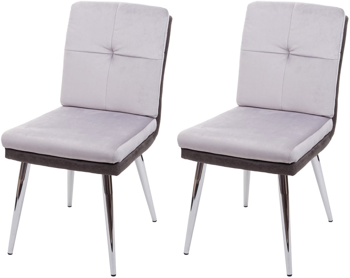 MCW Set van 2 eetkamerstoelen MCW-G48, keukenstoel, gestoffeerde stoel, fauteuil, kunstleer en fluweel, MVG-gecertificeerd ~ grijs