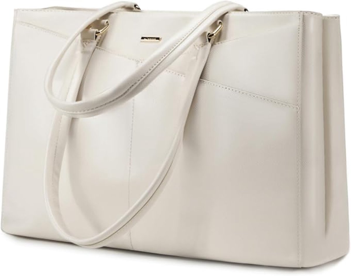 Laptoptas voor dames – Grote waterdichte werktas en handtas – Stijlvolle schoudertas voor vrouwen, ideaal voor werk, school of zakelijk gebruik - Beige