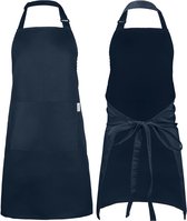 Castagnola keukenschort - Water- en vuilafstotend - Professioneel Kookschort - Schort voor Dames en Heren - Horeca Sloof - Unisex - Verstelbare Gesp - Extra Grote Vakken - Blauw